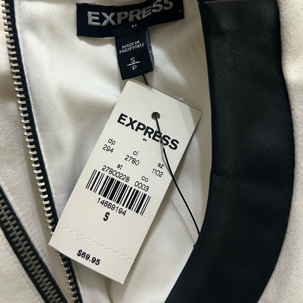 White Dress with Black Leather Trim *NWT - Picture 13 of 16